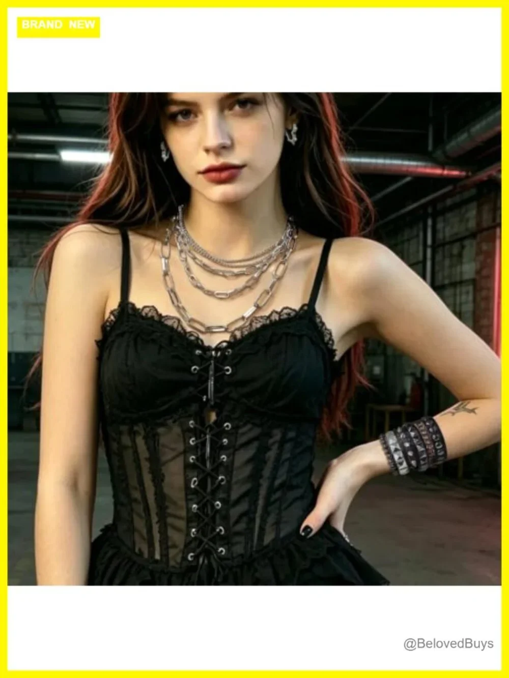 6 Pc Punk Studded Bracelet Set Gothic Necklace Earrings Faux Leather Y2K Grunge